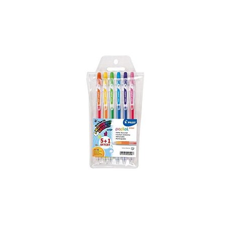 Etui de 6 Roller Encre Gel Grip Pop'Lol Shinny Pte Moyenne Assortis PILOT