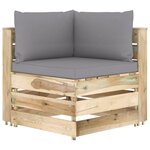 vidaXL Salon de jardin 7 Pièces avec coussins Bois imprégné de vert