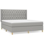 vidaXL Lit à sommier tapissier avec matelas Gris clair 160x200cm Tissu