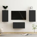 vidaXL Ensemble de meubles TV 3 Pièces Noir Aggloméré