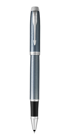 PARKER IM stylo roller, bleu gris, attributs chromés, Recharge noire pointe fine, en écrin