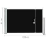 vidaXL Auvent latéral rétractable de patio 60x300 cm Noir
