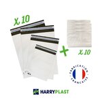 Kit emballage colis express - lot de 10 pochettes plastiques n°2 (33x23cm)
