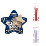 Kit pour biscuit en relief Étoile + 2 Stylos au chocolat rouge et lilas