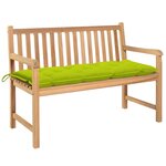 vidaXL Banc de jardin avec coussin vert vif 120 cm Bois de teck massif