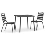 vidaXL Ensemble de salle à manger de jardin 3 Pièces anthracite acier
