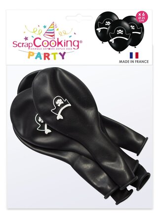 Ballons de baudruche gonflables Pirate 6 p. - Scrapcooking Party