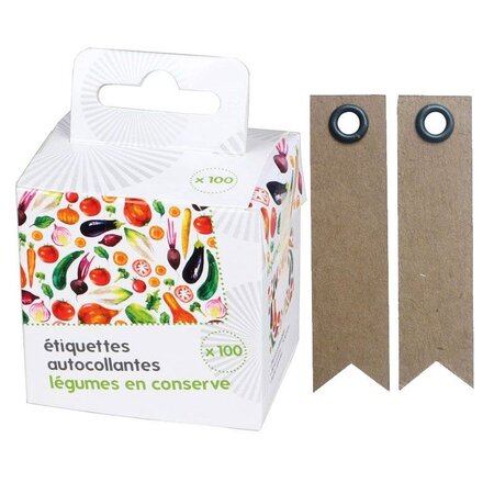 100 étiquettes pour conserves Légumes + 20 étiquettes kraft Fanion