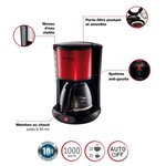 Moulinex fg360d11 subito cafetière filtre  1.25 l soit 10/15 tasses  machine à café électrique  porte-filtre pivotant - rouge