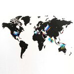 MiMi Innovations Décor de carte du monde murale Puzzle Noir 100x60 cm