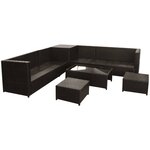 vidaXL Salon de jardin 8 Pièces avec coussins Résine tressée Marron