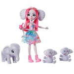 Enchantimals poupée ésméralda éléphant 15 cm et elephanteaux