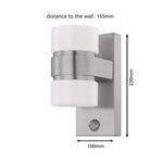 Eglo lampe murale led à capteur d'extérieur atollari 2x6 w argenté