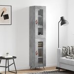 vidaXL Buffet haut Gris béton 34 5x34x180 cm Bois d'ingénierie