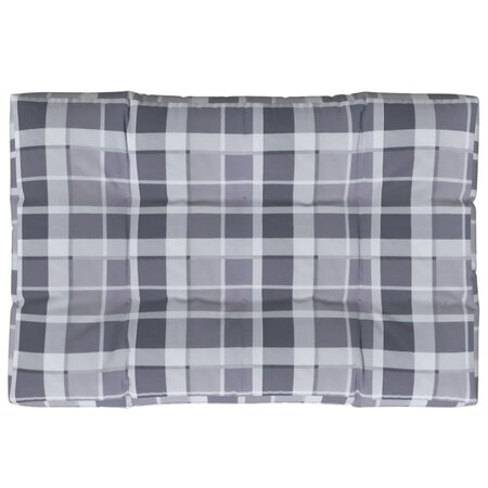 vidaXL Coussin de palette motif à carreaux gris 120x80x12 cm tissu
