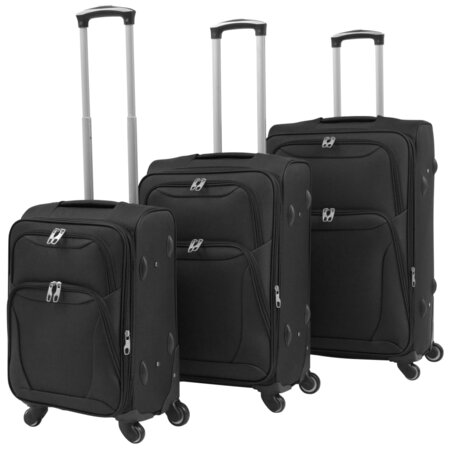 vidaXL Ensemble de valises souples 3 Pièces Noir