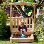 Tectake Bac à sable, Cabane de Jardin Enfant avec Toit et Véranda - vert