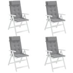 vidaXL Coussins de chaise à dossier haut lot de 4 gris tissu oxford