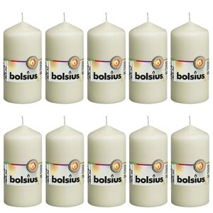 Bolsius Bougies pilier 10 Pièces 120x58 mm Ivoire