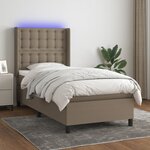 vidaXL Sommier tapissier avec matelas et LED Taupe 80x200cm Tissu
