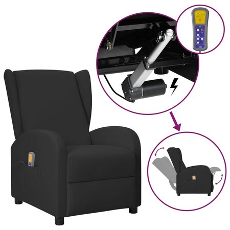 vidaXL Fauteuil de massage à oreilles noir similicuir