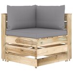 vidaXL Salon de jardin 6 Pièces avec coussins Bois imprégné de vert