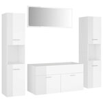 vidaXL Ensemble de meubles de salle de bain Blanc brillant Aggloméré