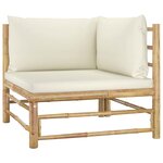 vidaXL Salon de jardin 3 Pièces avec coussins blanc crème Bambou