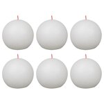 Bolsius Bougies boule rustiques Shine 6 Pièces 76x71 mm Blanc nuageux