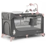 Kinderkraft lit d'enfant de voyage joy avec accessoires rose et gris