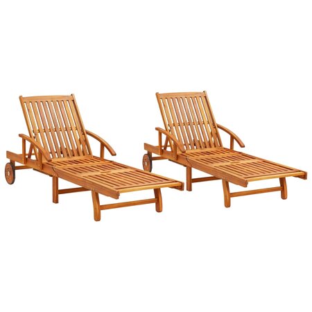 vidaXL Chaises longues 2 Pièces Bois d'acacia solide