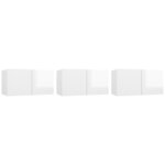 vidaXL Meubles TV suspendus 3 Pièces Blanc brillant 60x30x30 cm