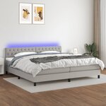 vidaXL Sommier tapissier matelas et LED Gris clair 200x200 cm Tissu