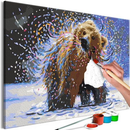 Tableau à peindre par soi-même - misty bear l x h en cm 60x40