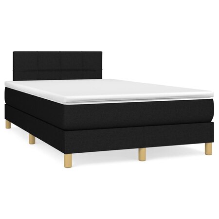 vidaXL Lit à sommier tapissier avec matelas Noir 120x200 cm Tissu