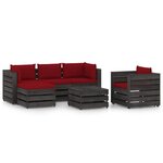 vidaXL Salon de jardin 6 Pièces avec coussins Bois imprégné de gris