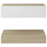 vidaXL Meuble TV avec lumières LED blanc et chêne sonoma 60x35 cm