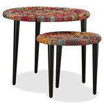 vidaXL Table basse 2 Pièces Détails tissés chindi Multicolore