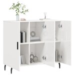 vidaXL Buffet blanc brillant 90x34x80 cm bois d'ingénierie