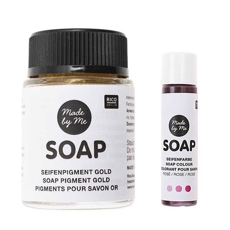 Pigment doré pour savon 20 ml + colorant rose