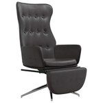 vidaXL Chaise de relaxation avec repose-pied Noir brillant Similicuir