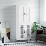 vidaXL Buffet haut Blanc brillant 69 5x34x180 cm Bois d'ingénierie