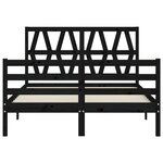 vidaXL Cadre de lit avec tête de lit noir 140x190 cm bois massif