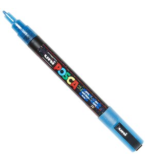 Marqueur Posca Bleu foncé pailleté PC3M Pointe conique fine