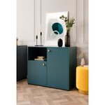 Commode 2 portes avec niche - Bleu Pétrole - 90 x 40 x 75 cm - POP COLOR