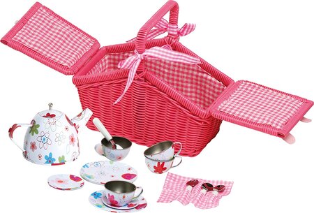 Panier Pique-Nique En Bois Tressé Avec Accessoires