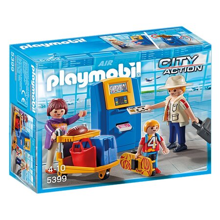 Playmobil 5399 city action - famille de vacanciers et borne d'enregistrement