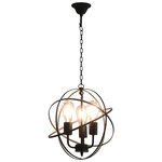 vidaXL Lampe suspendue Noir Sphère 3 ampoules E27