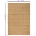 vidaXL Tapis rectangulaire Naturel 120x180 cm Jute