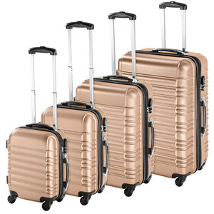Tectake set de 4 valises trolley - abs - 4 roues pivotantes à 360° - champagne